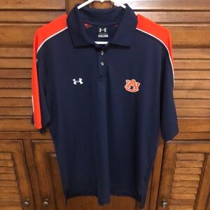 AUBURN University Under Armour Men’s Orange and Navy Knit Shirt - Size Small